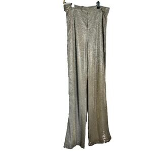 SLA The Label Silver Santorini Trousers Women's Sz M Gold Sparkly‎ Shiny Disco